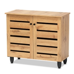 Baxton Studio Gisela Modern and Contemporary Oak Brown Finished Wood 2-Door Shoe Storage Cabinet